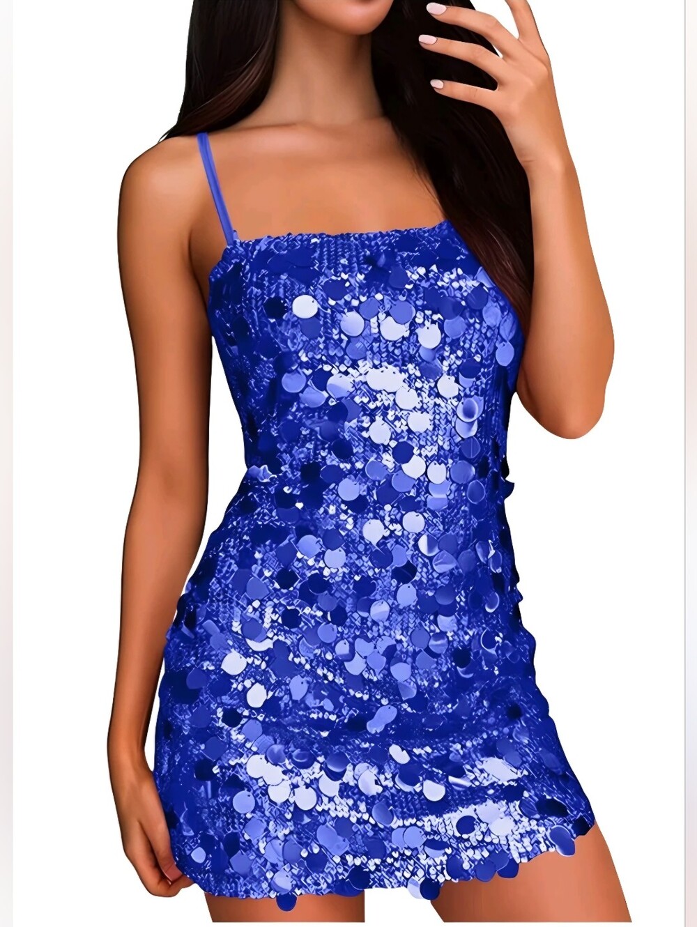 Zeflows Royal Blue Sequin Mini Dress NWT Women’s Large HOCO Glam Festival - Picture 12 of 16
